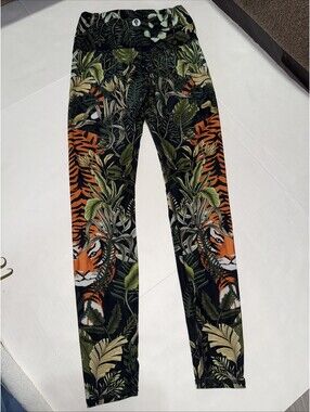 Yoga Democracy Leggings Women's Large Green Multi Floral Print Recycled Small